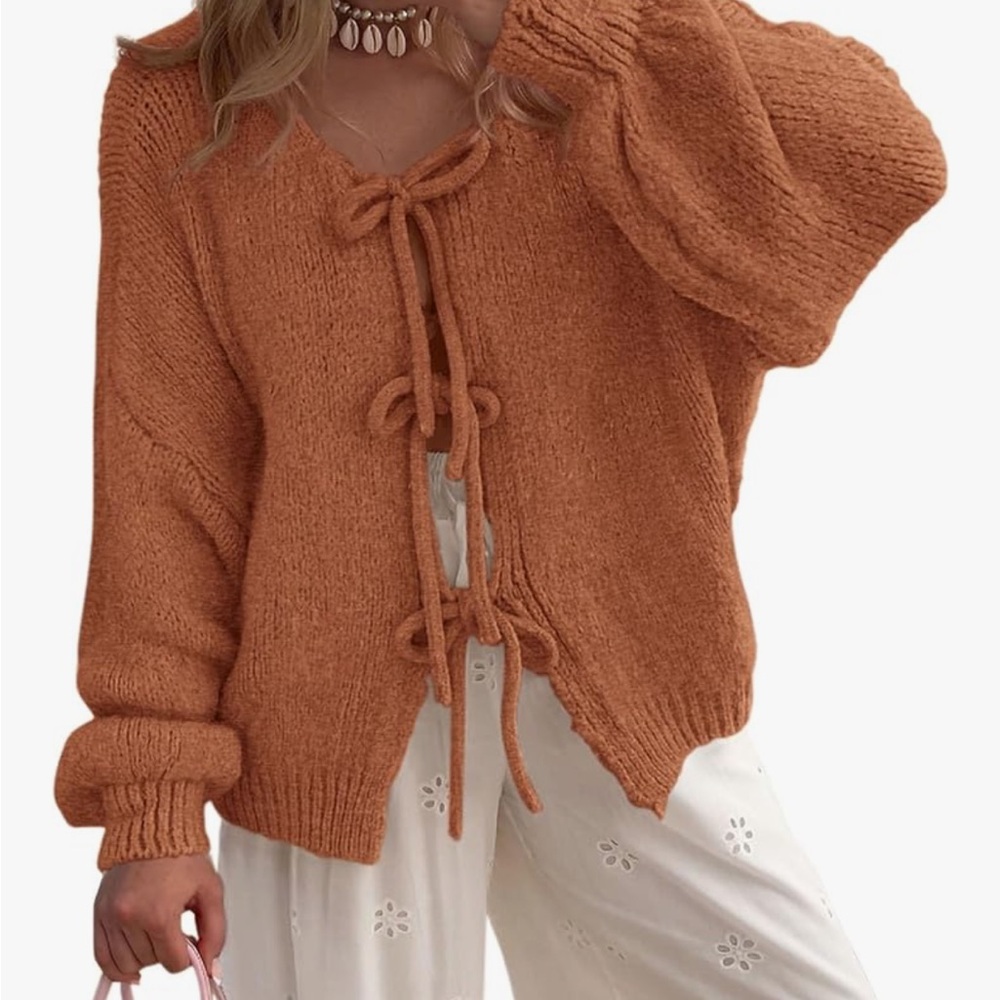 PRETTYGARDEN Chunky Knit Cardigan Sweater Sz S Brick Red